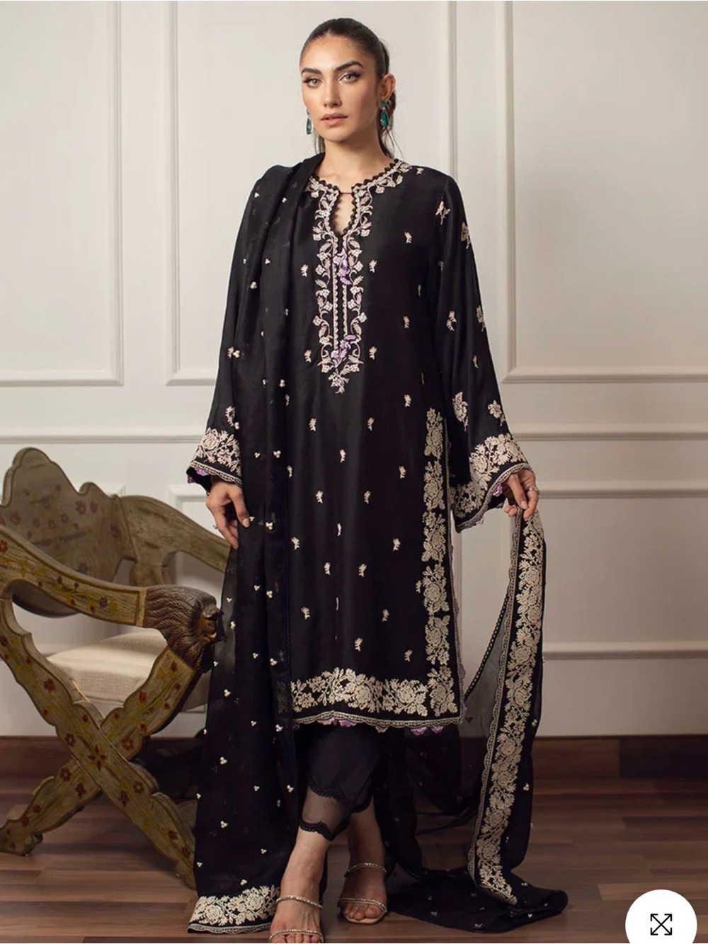 Farah talib aziz embroidered shirt